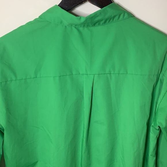 J for Justify KELLY green button shirt one pocket long sleeve womens SZ M - Picture 9 of 13